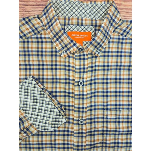 Johnston & Murphy Mens Performance Plaid Shirt Large Nylon Blend - Picture 4 of 7
